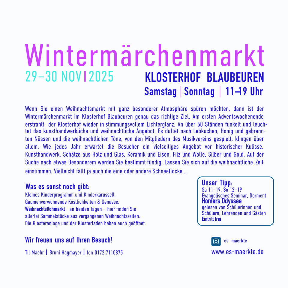 Ankündigung: Wintermärchenmarkt 2025 mit dem HvB